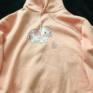 Cute Strawberry Cow Pullover Hoodie